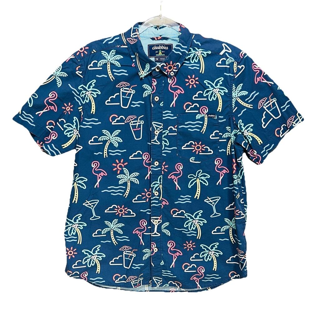 Chubbies The Neon Light Performance Polo Mens Friday‎ Shirt Sz M UPF 50 Golf Bbq